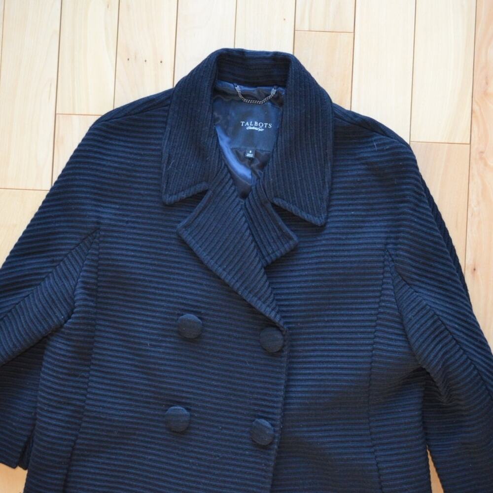 Talbots Pea Coat Textured Jacket Black Size 8 - Picture 2 of 5